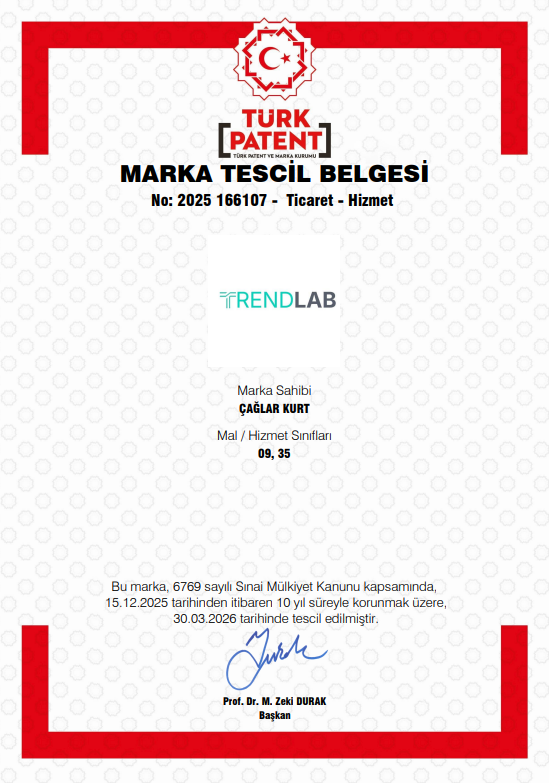 TrendLab Marka Tescil Belgesi