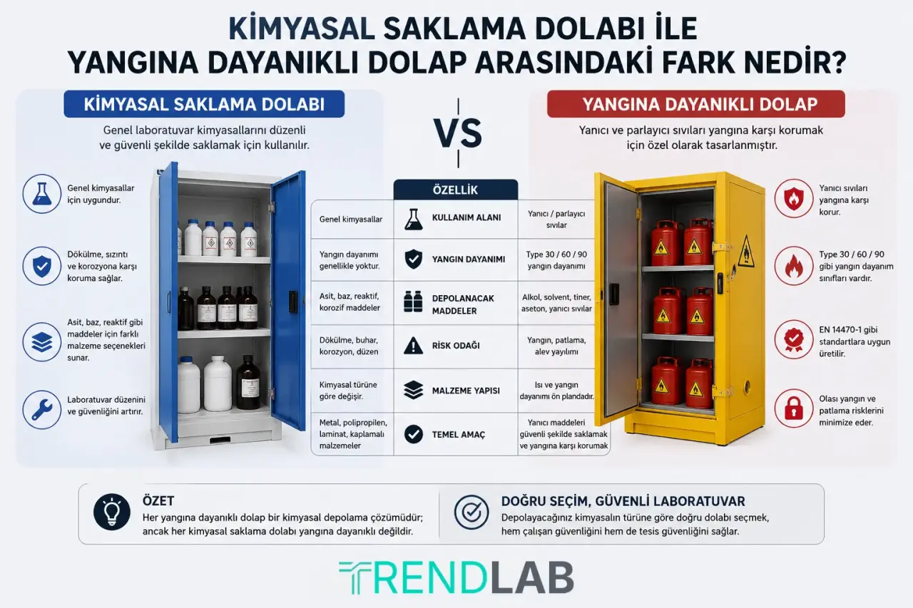 Kimyasal Saklama Dolabı ile Yangına Dayanıklı Dolap Arasındaki Fark Nedir?