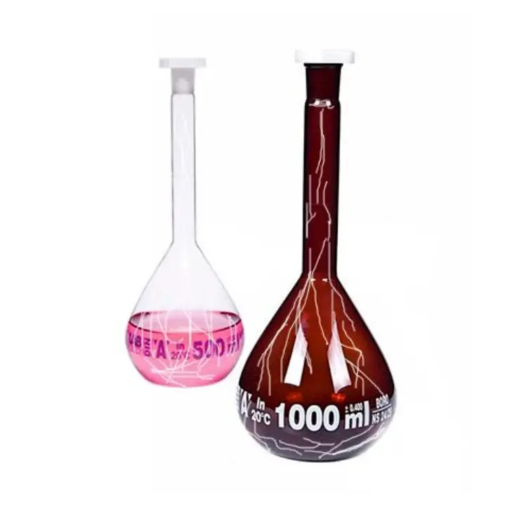 ISOLAB Balon Joje - Yüzey Kaplı - Standard - Amber - A Kalite - Grup Sertifikalı - Beyaz Skala - 100 mL - NS 14/23