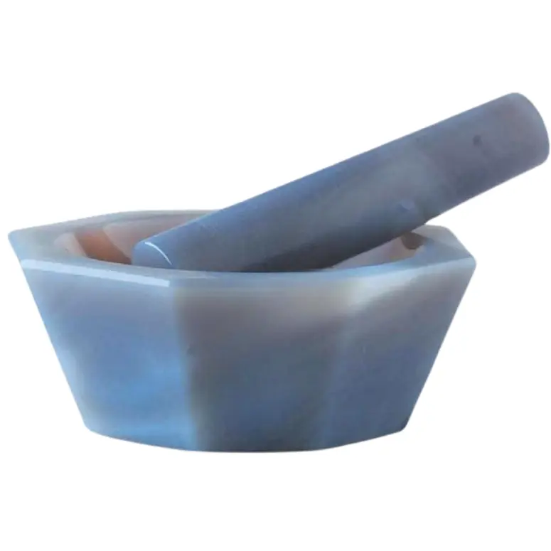 Agat Havan ve Eli - Saf Akik Taşından Hassas Öğütme Seti