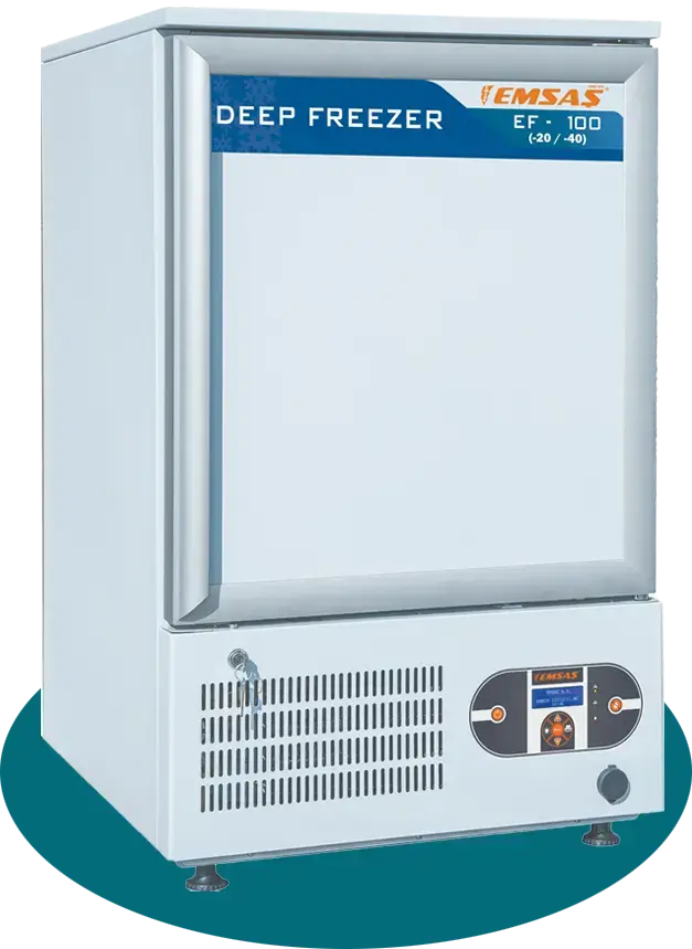 EMSAŞ EF 100 Laboratuvar Tipi Derin Dondurucu –20°C / –40°C | 130 L Brüt / 110L
