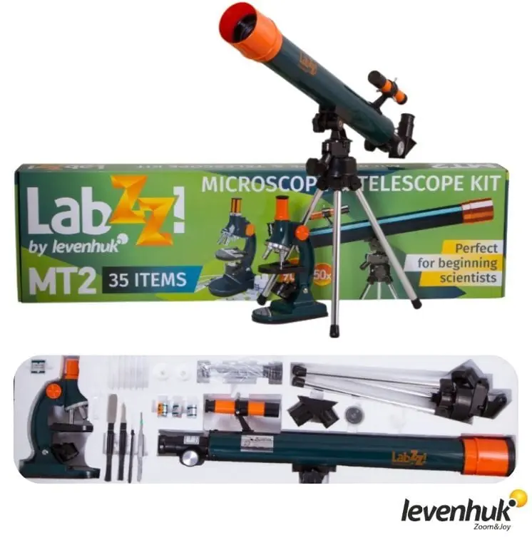 LEVENHUK LabZZ MT2 Çocuk Mikroskop ve Teleskop Seti | 75–900×, 50/500
